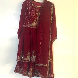 Red Palazzo and garara set